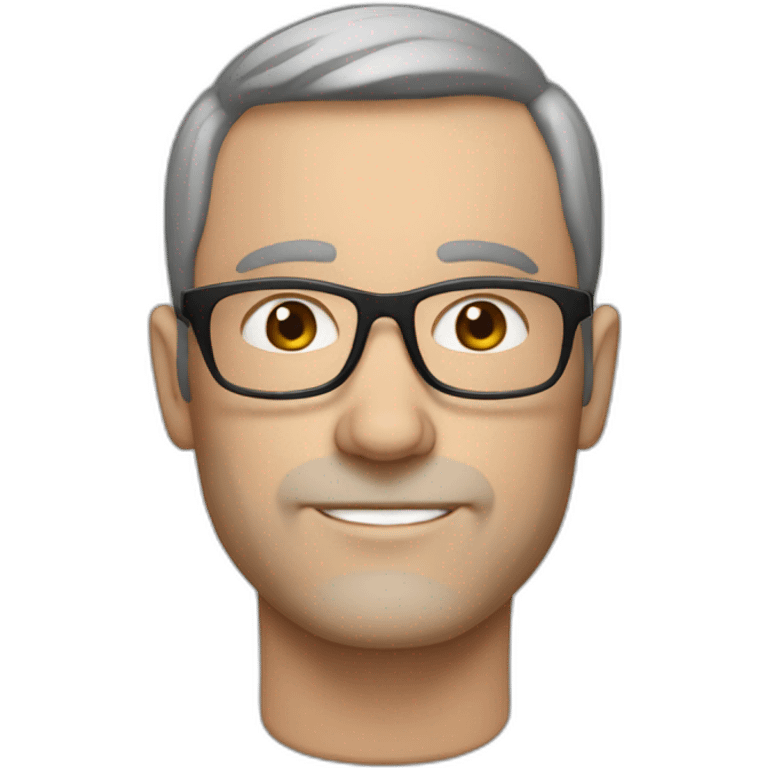 middle age lean white man with black short hair & glasses with dark brown eyes emoji