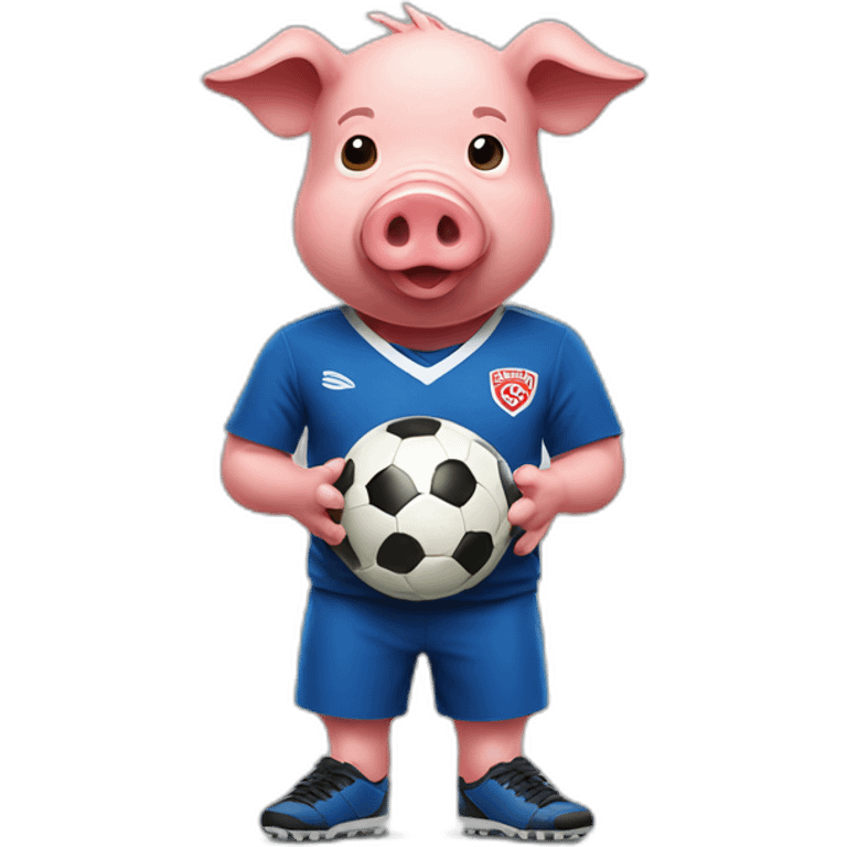 pig with red soccer tshirt standing emoji