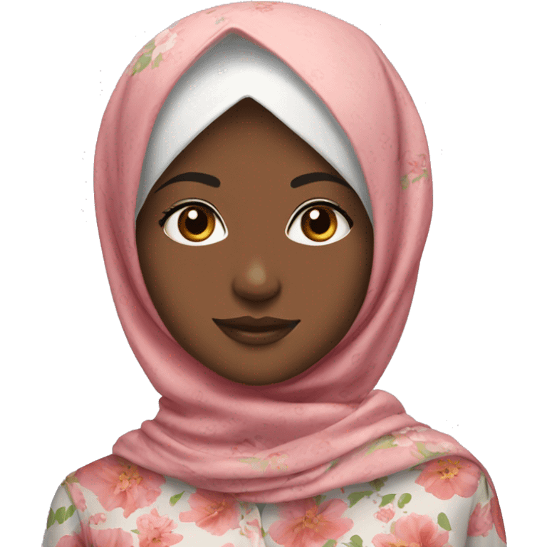 girl with hijab and modern flower blouse emoji