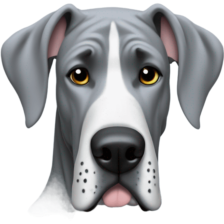 Grey great dane with human winter coat emoji