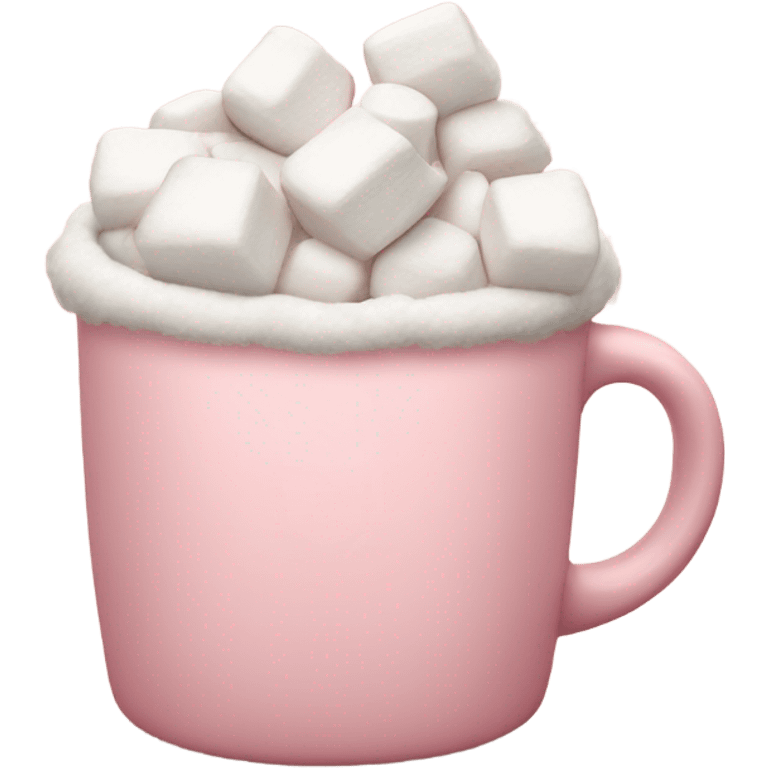 Light Pink mug of hot chocolate with marshmallows  emoji