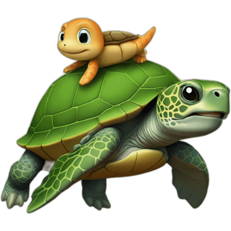 Tortue sur dauphin emoji