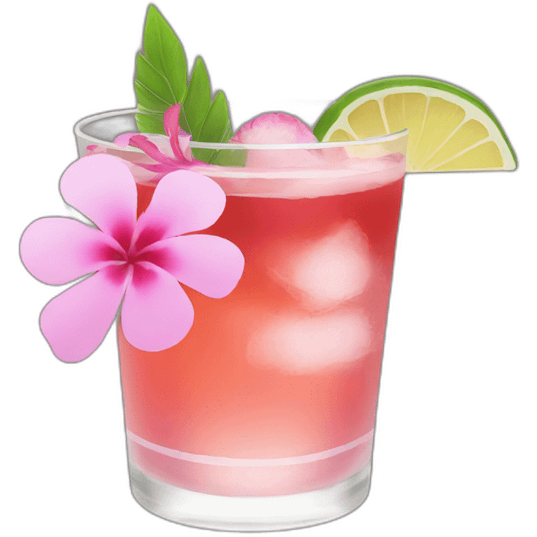 Cocktail with pink flowers emoji