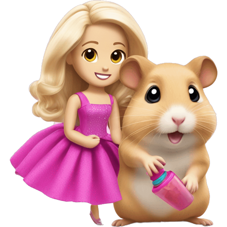 Hamster playing with Barbie’s  emoji