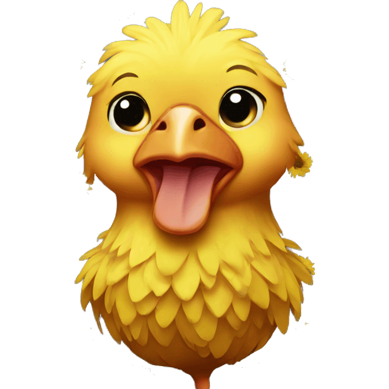 A chicken with sunflower emoji