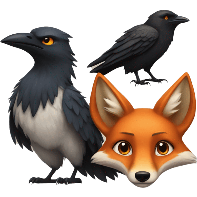 realistic fox and crow emoji