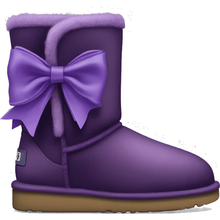 Dark Purple ugg boots with fur and purple silver buckle and light purple bow emoji