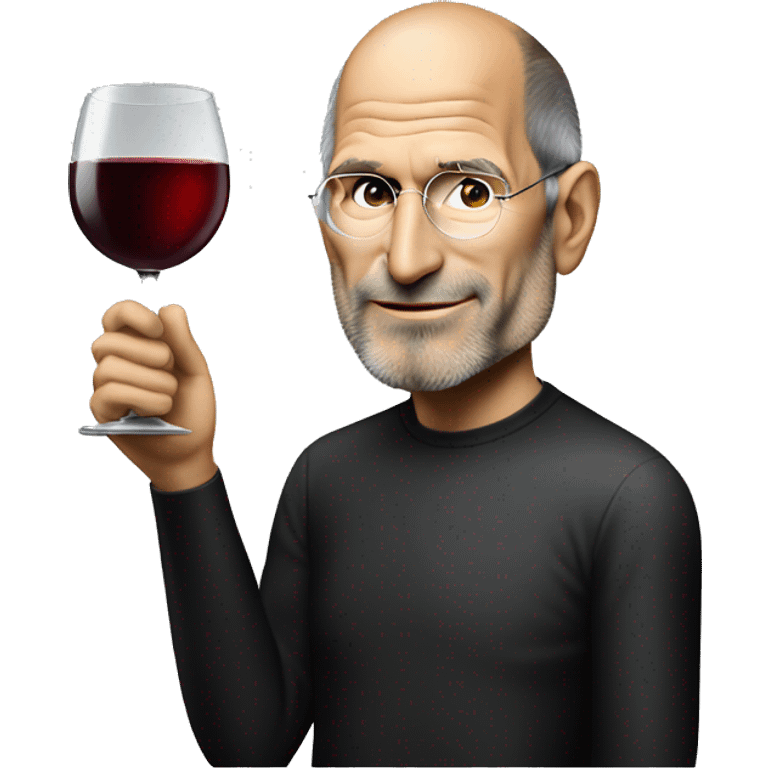 steve jobs with glass of wine emoji