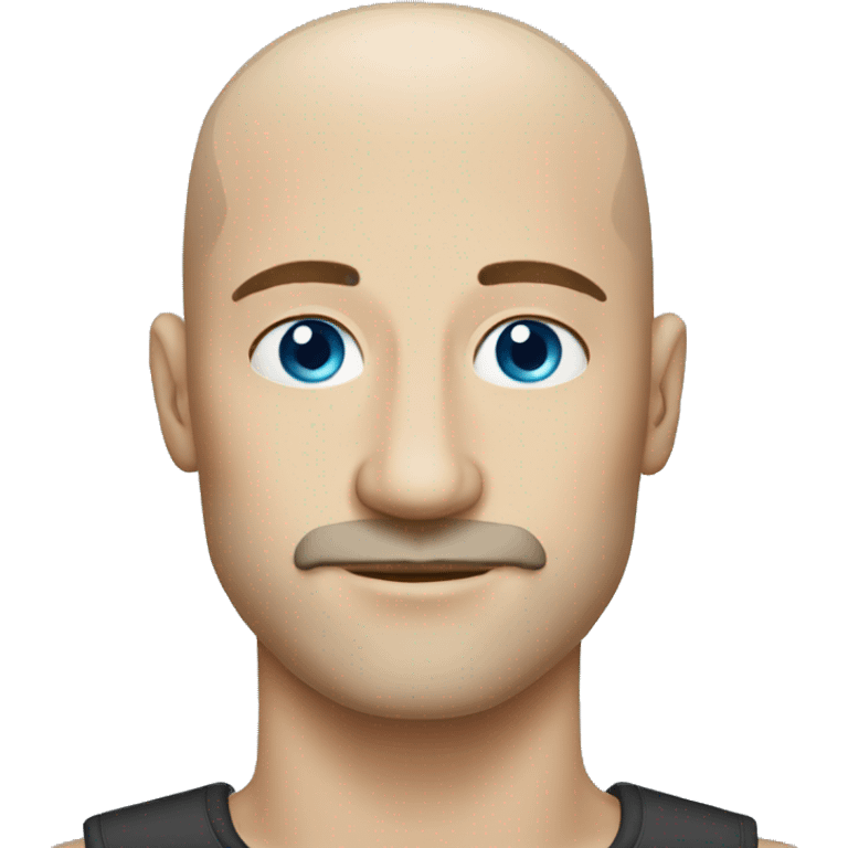 confident bald man blue eyes with mustache emoji