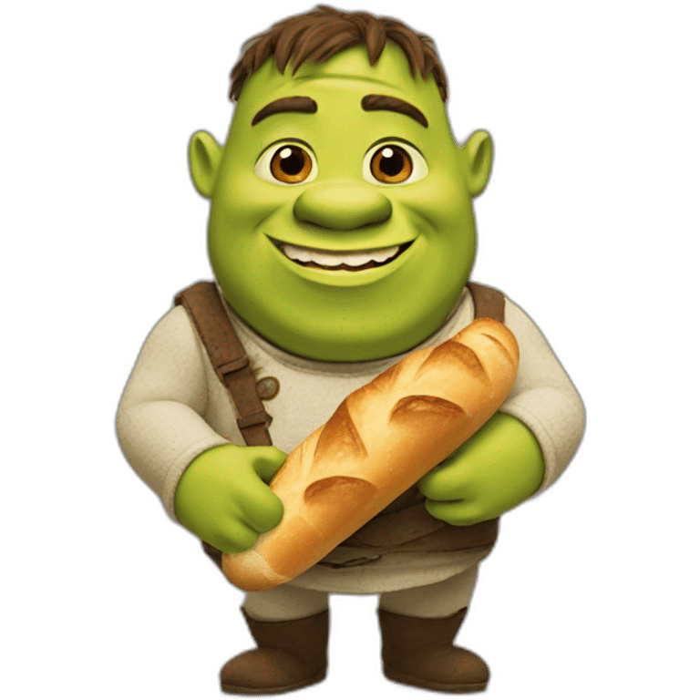 shrek with a baguette emoji