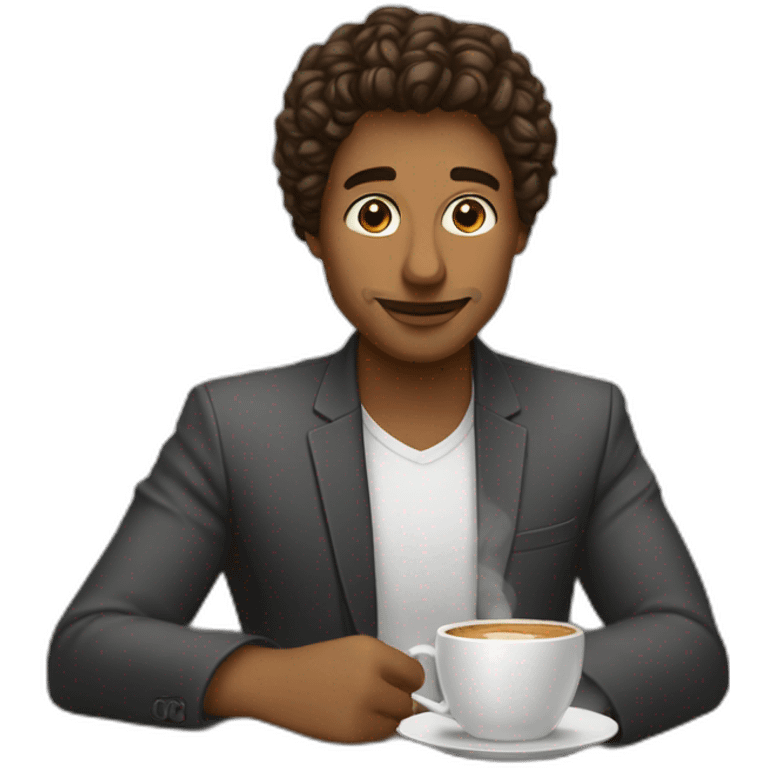 Una persona de negocios tomando café con un mood emprendedor  emoji