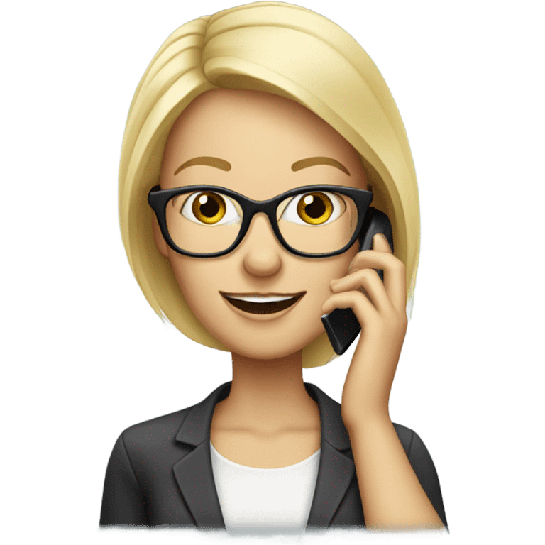 Blonde woman wearing glasses calling on cell phone emoji