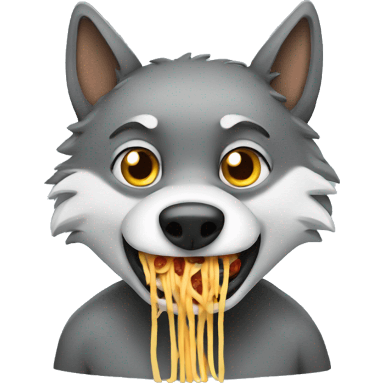 Wolf eating spaghetti emoji