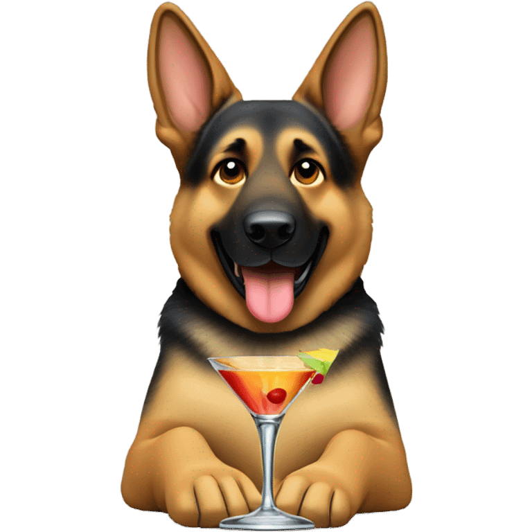 german shepard drinking a martini  emoji