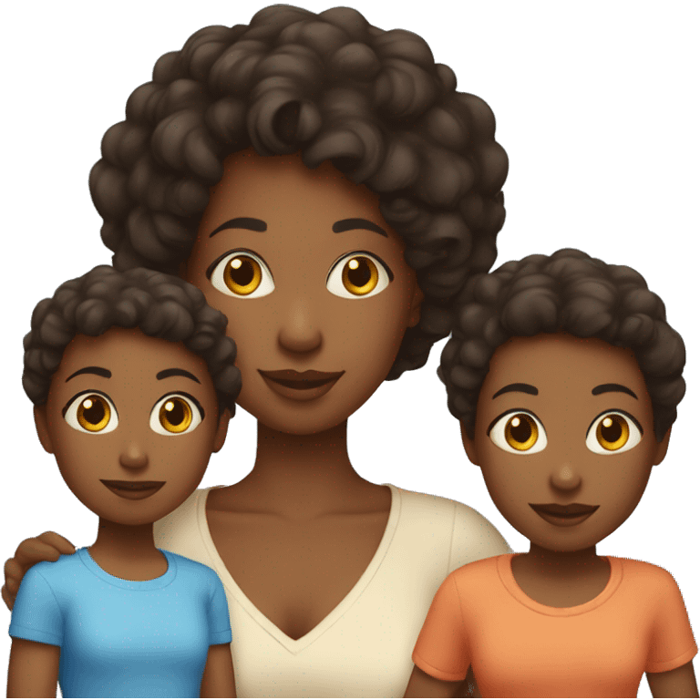 Black Mom and 5 children emoji