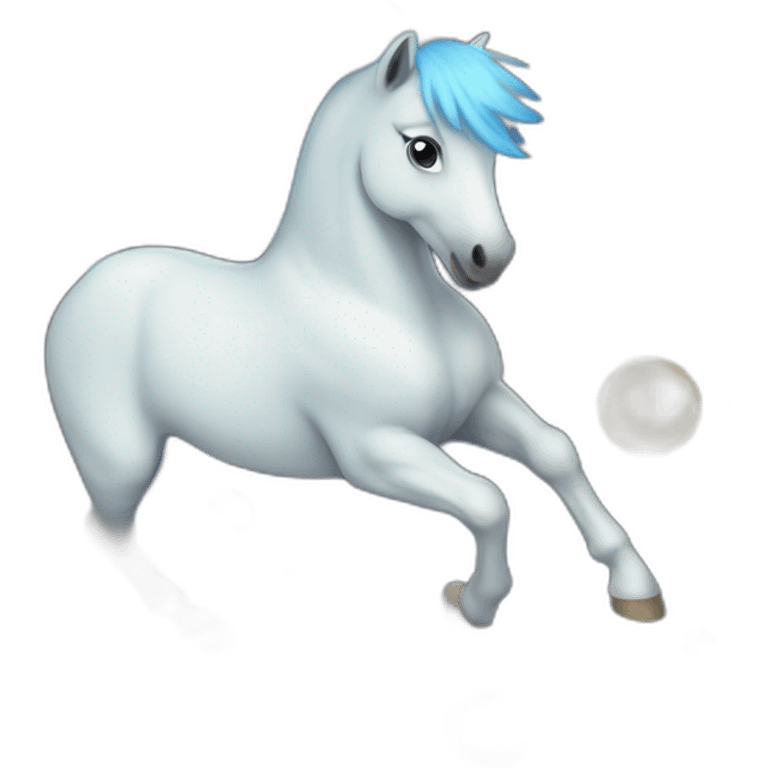 Blue Pony running in moon emoji