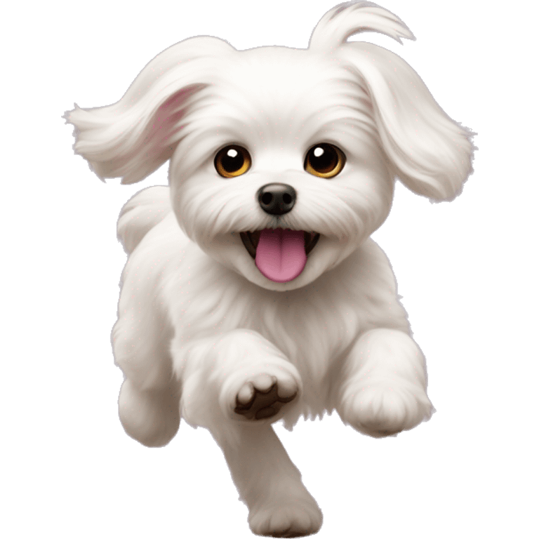 Adorable Maltese chasing pink butterflies  emoji