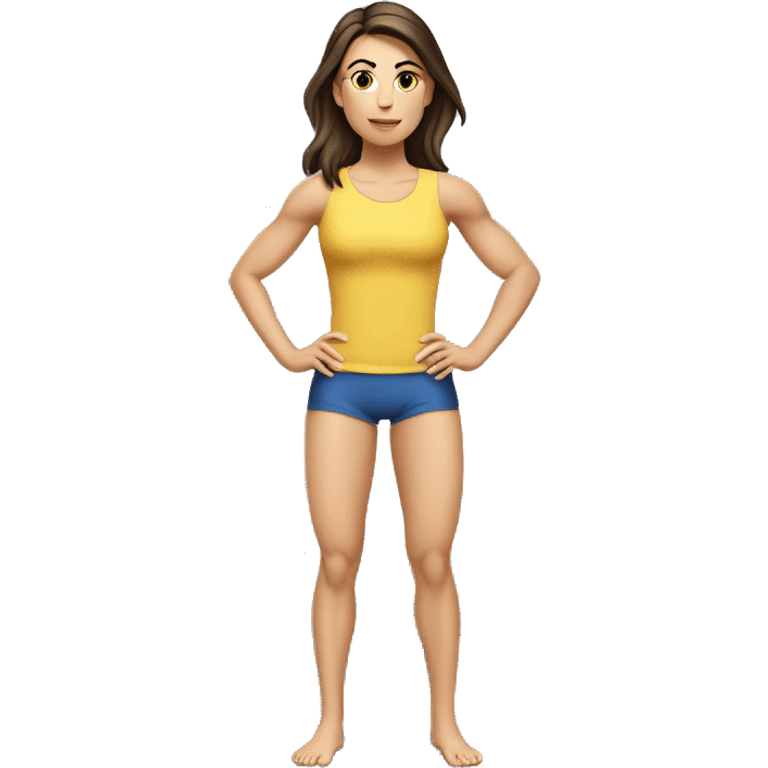 Woman leg muscles, fit Caucasian woman, brunette emoji