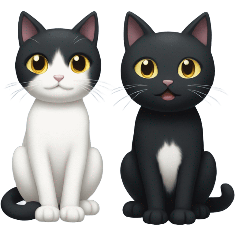 black cat and white cat ghibli style emoji