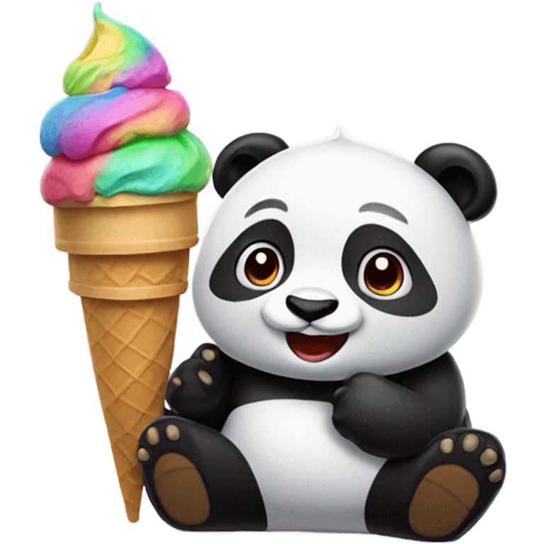 Panda eating ice cream emoji