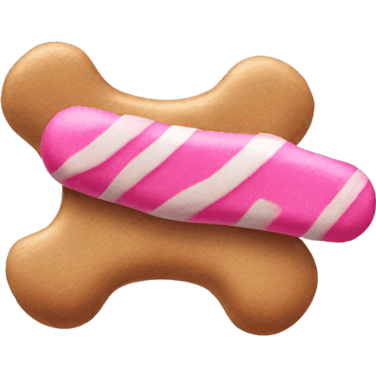 dog bone + pink candy emoji