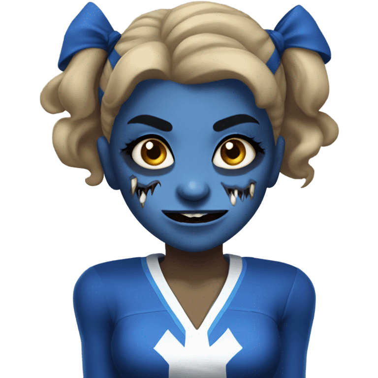 Scary cheerleaders in blue emoji