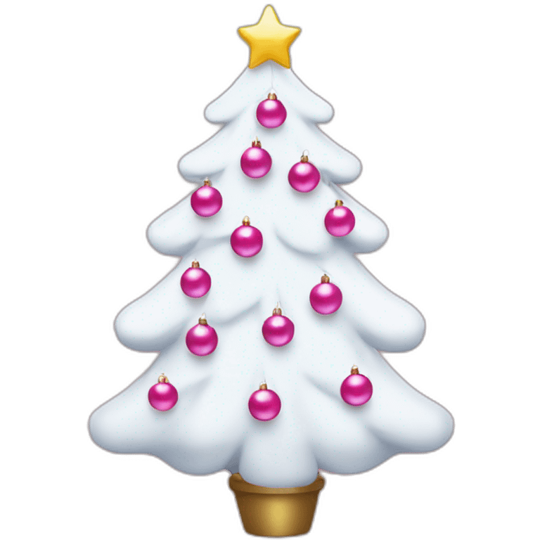 White Christmas tree with cute pink ornaments on it emoji