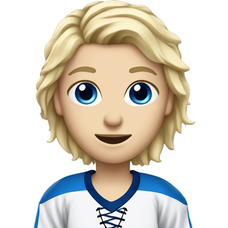 Blue-eyed blonde hockey player emoji