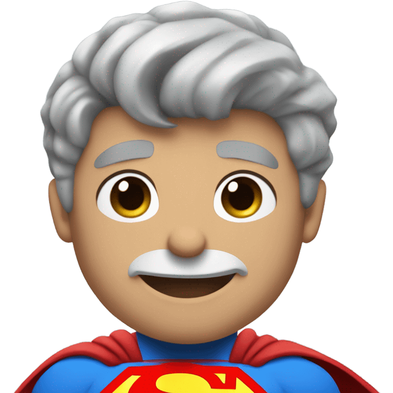 Superman flexing with grey hair and blue eyes emoji