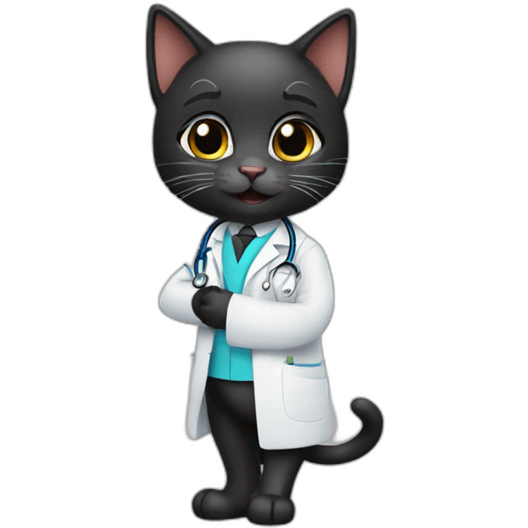 Black cute cat doctor  emoji