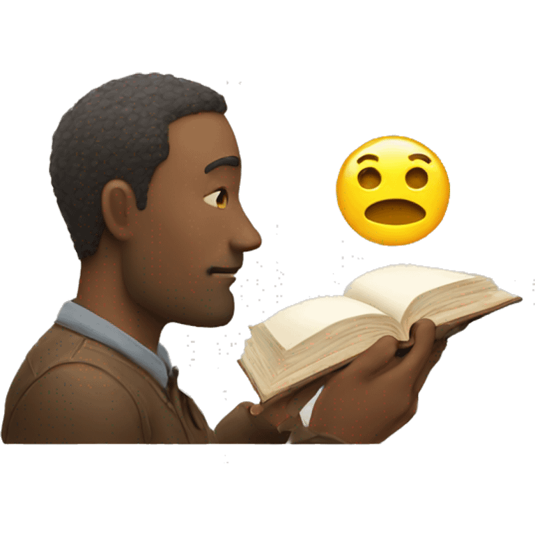 A man thinking with book in hand emoji