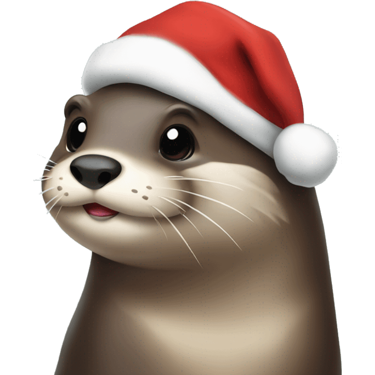 Otter with Santa hat emoji