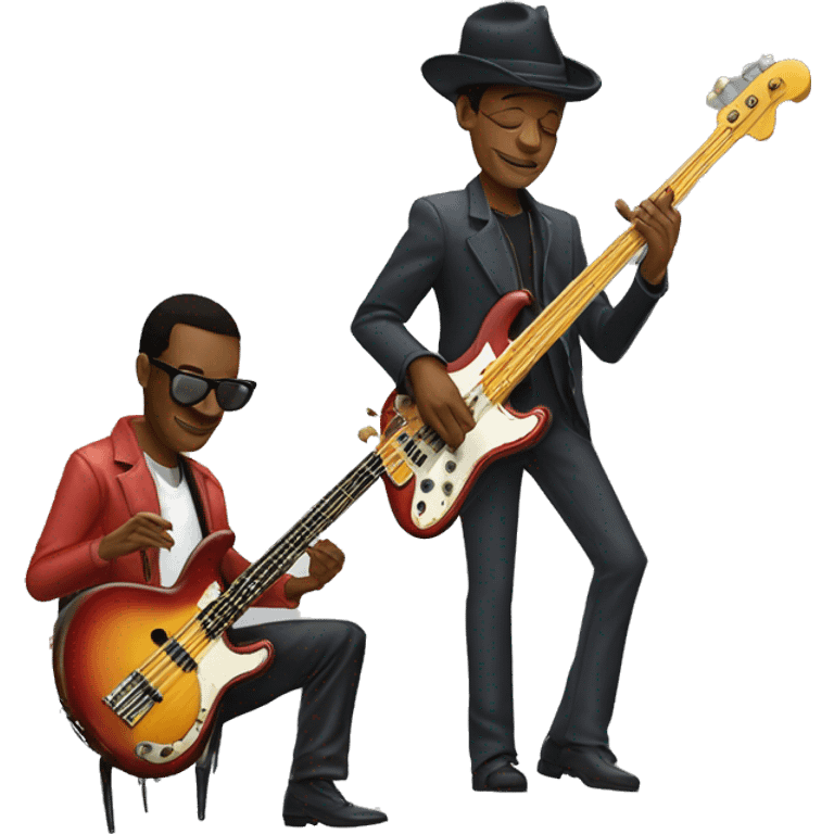 Marcus Miller playing bass guitar, Miles Davis playing trumpet  emoji