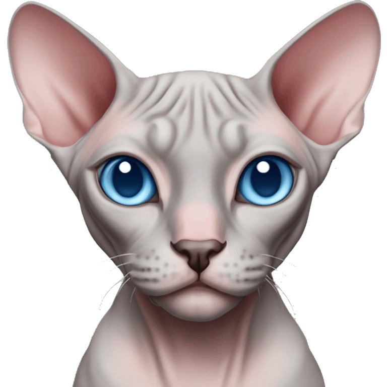 Pink/grey sphynx cat with blue eyes emoji