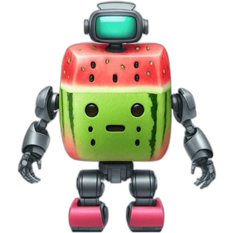 Robot with iphone face and watermelon body emoji