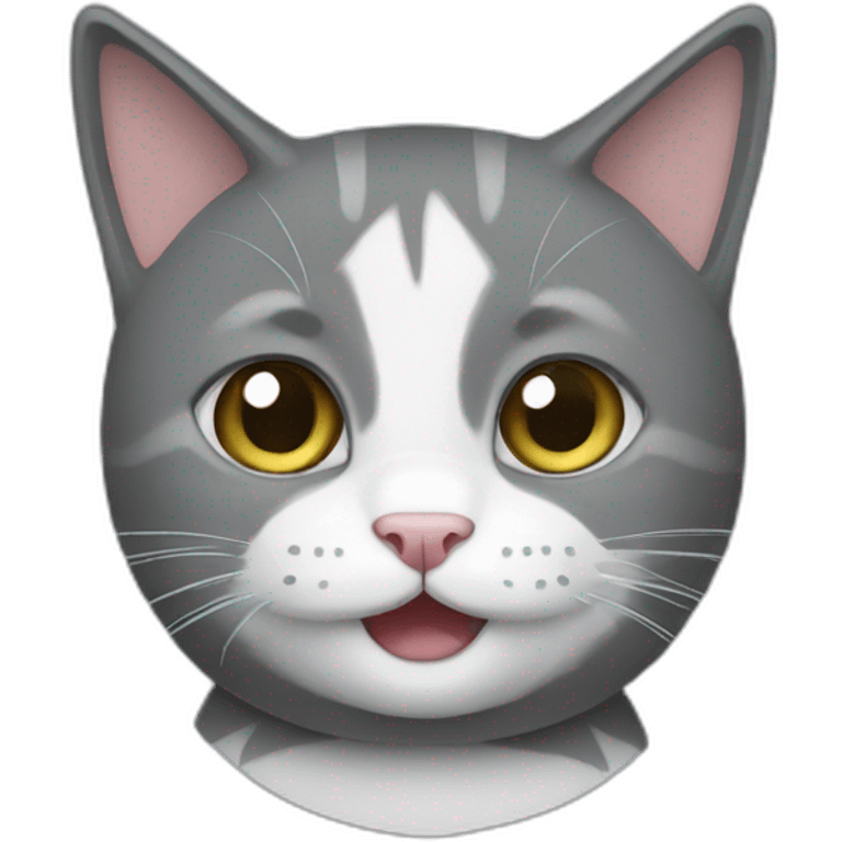 Grey tuxedo cat playing emoji