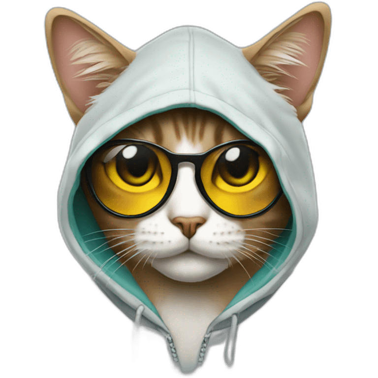 Cat wearing hoodies and sunglasses  emoji