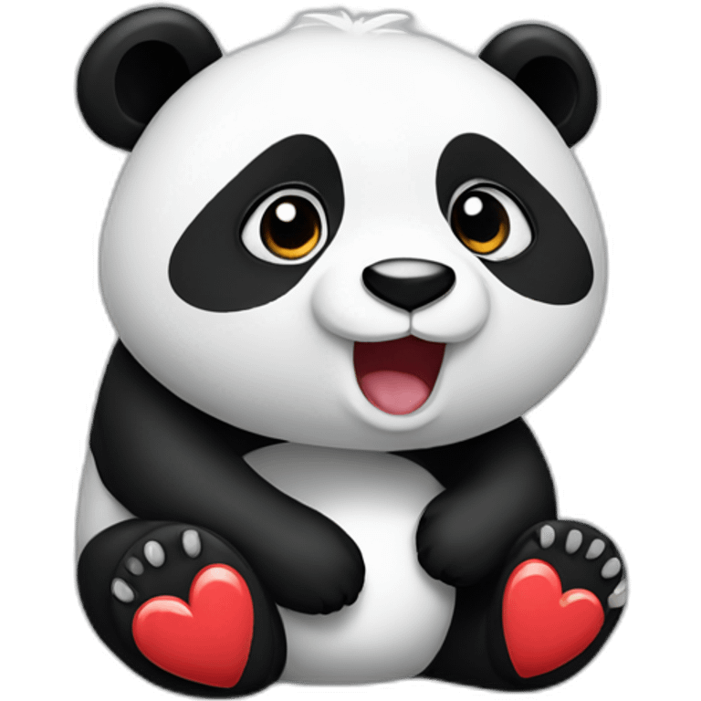 Panda wears à heart emoji