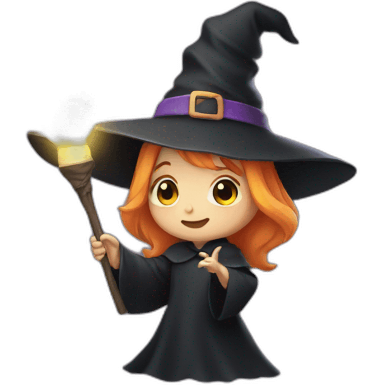 cute witch holding a light emoji