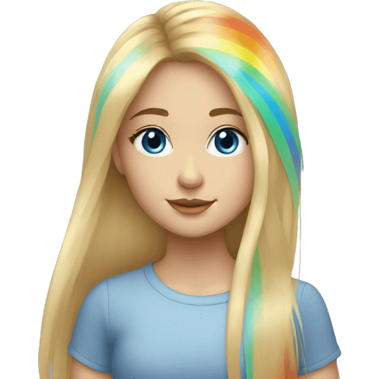 girl blue eyes with rainbow long hair with fringe  emoji