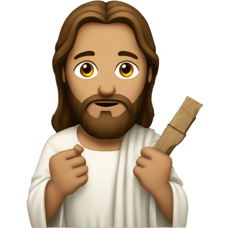 Jesus holding a cross and nails emoji