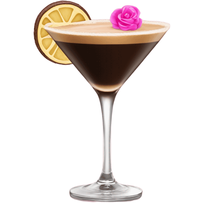 Espresso martini with pink garnish  emoji