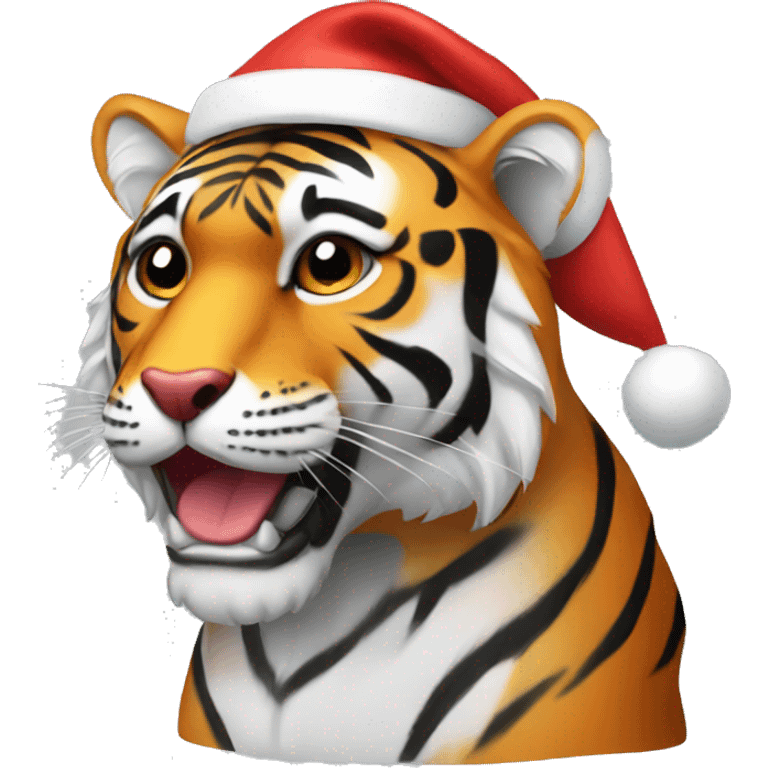 Tiger with Santa hat emoji