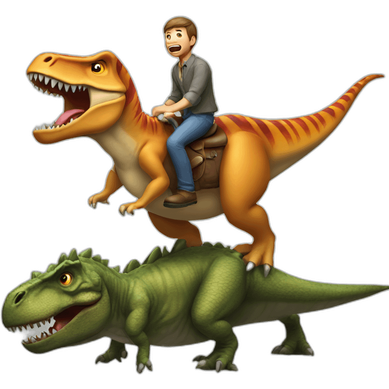 Man riding a tyrannosaurus emoji