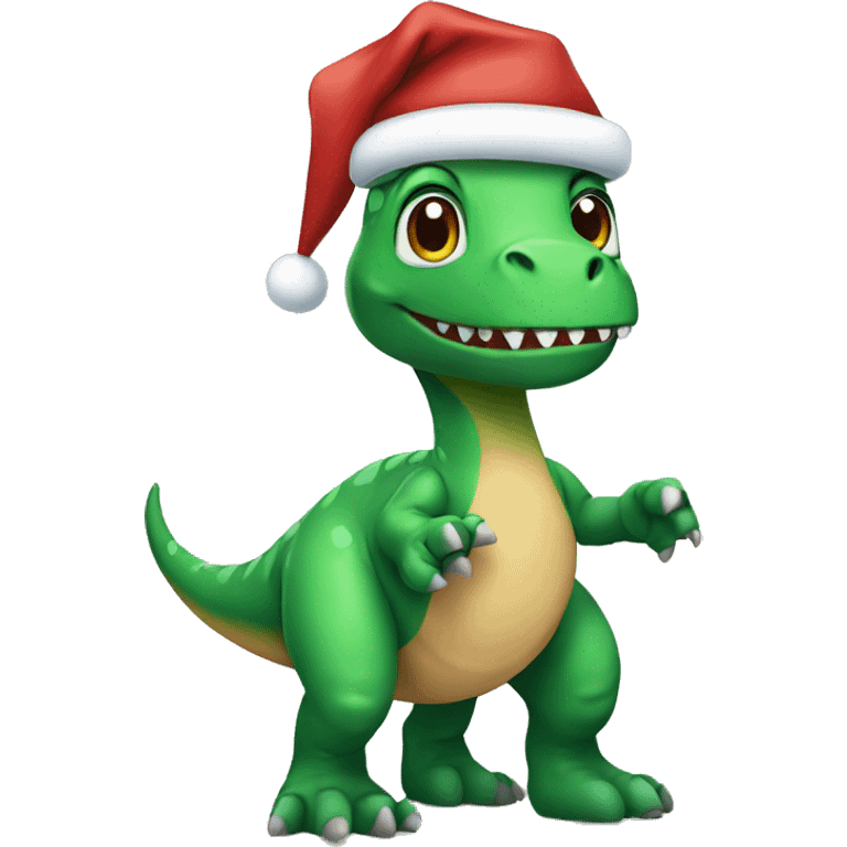 Dinosaur with christmas outfit emoji