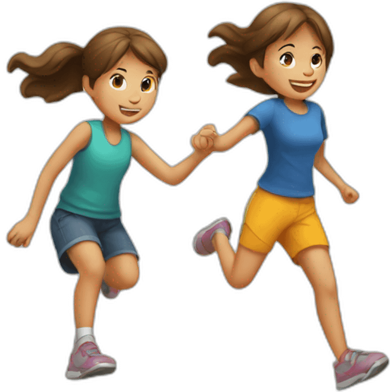 girl & boy playing tag emoji