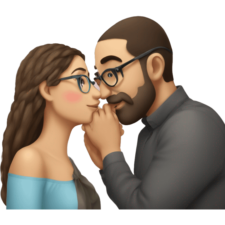 Armenian guy kisses Russian red had girl in glasses emoji