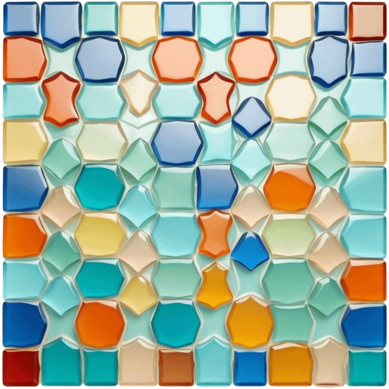 Mosaic icon, colorful stone or glass tiles, intricate patterns, tessellated design, minimalistic style, clean lines, transparent background. emoji