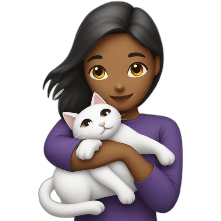 A girl hugging a cat emoji