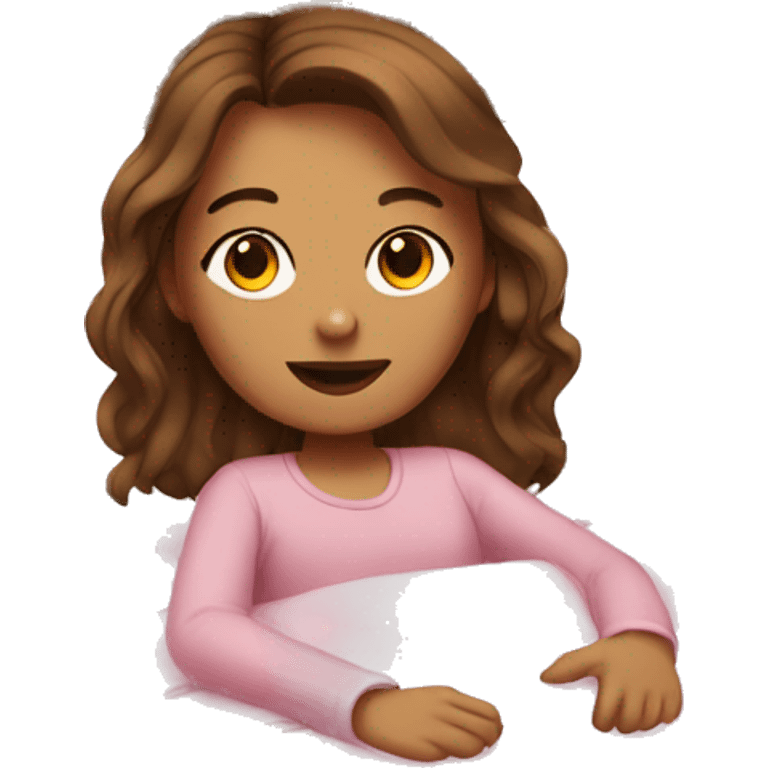 Girl with brown hair in pink bed emoji